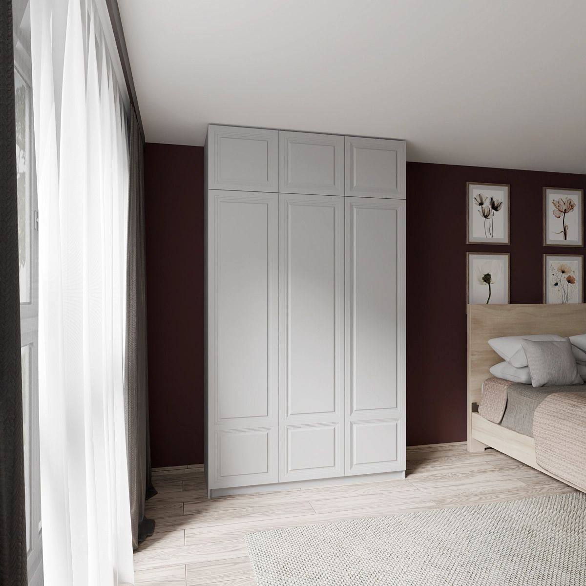 Шкаф с антресолью и фрезерованными фасадами Марс Серый (Оргей+)